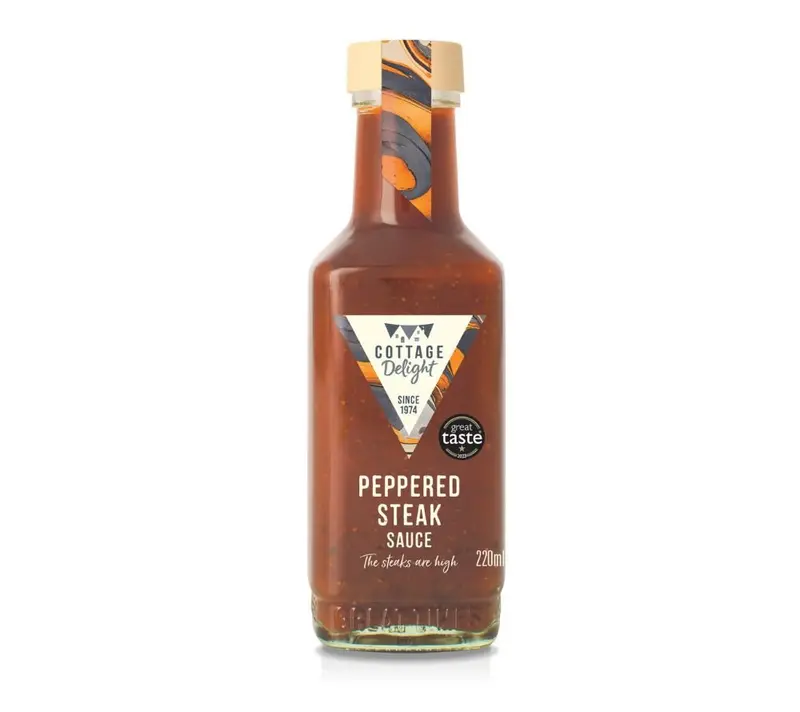 Peppered Steak Sauce von Cottage Delight (220 ml Glasflasche)