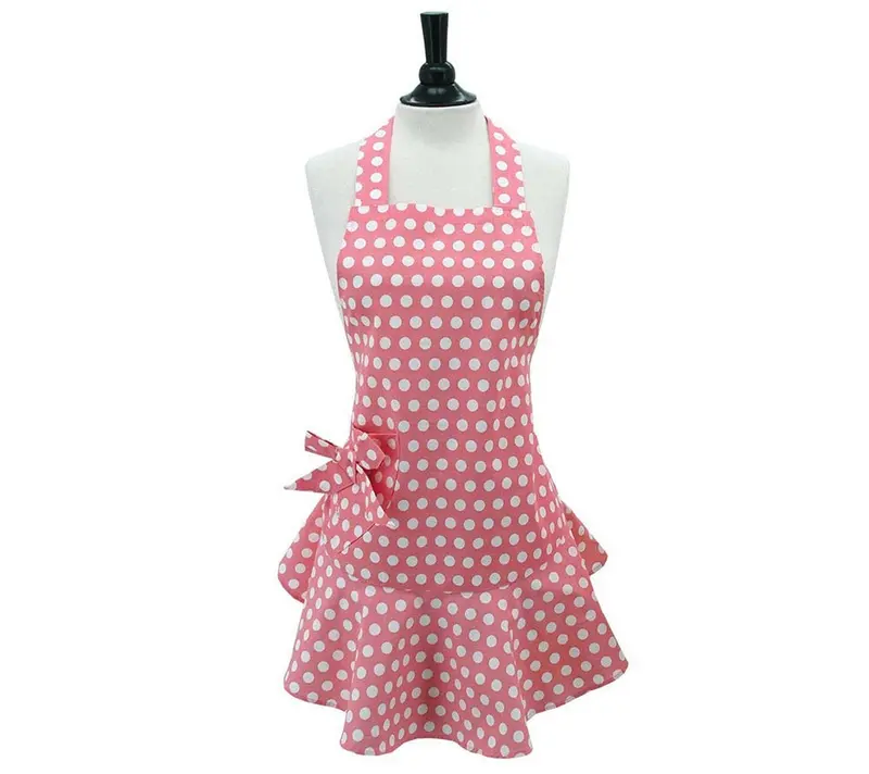 Pinke Polka-Dot-Schürze von Jessie Steele (100 % Baumwolle)