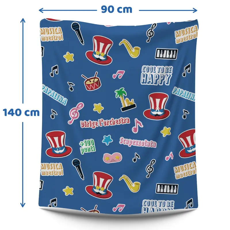 Plaid Sanremo Cool to be Happy, blaue Fleece-Decke mit Sanremo-Thema Textur 140x90cm