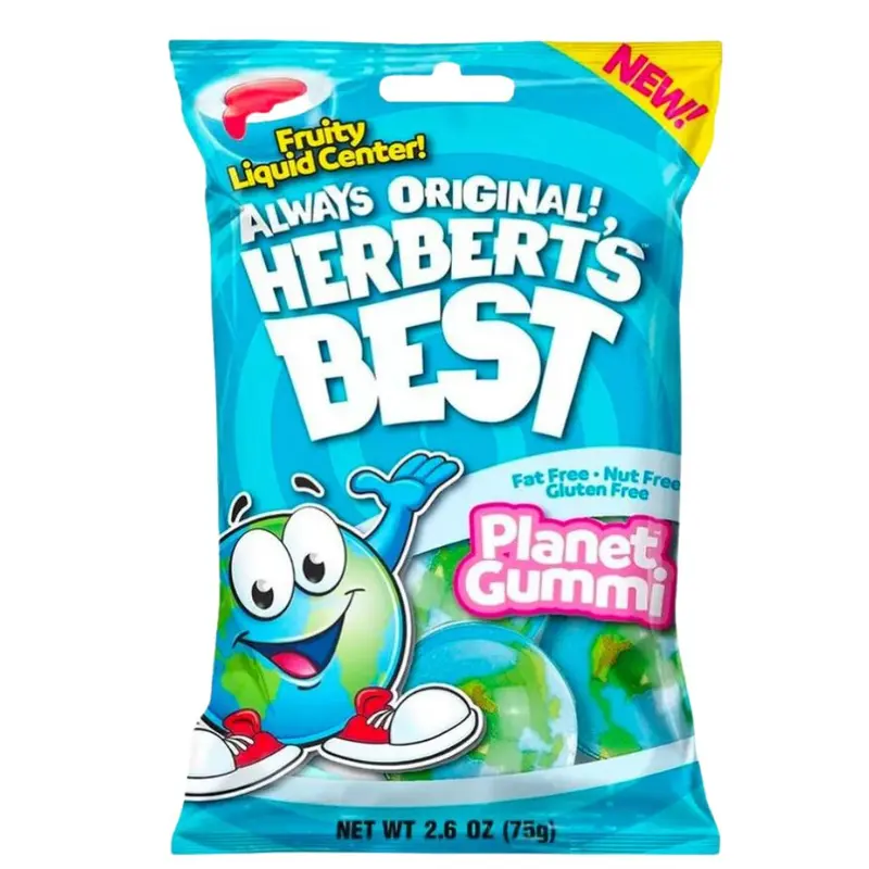 Planet Gummi, Erdbeerbonbons gefüllt mit Fruchtflüssigkeit, 75g