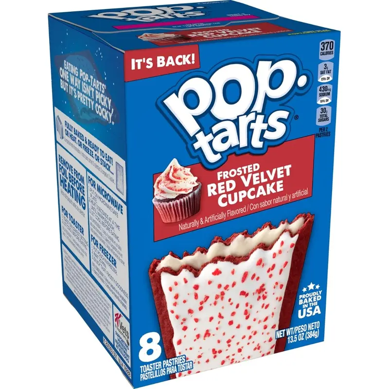 Pop Tart Frosted Red Velvet Cupcake, Kekse gefüllt mit Creme im Red Velvet Geschmack, 384g (5x48g)