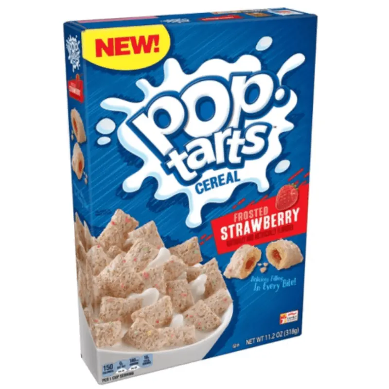 Pop Tarts Cereal Frosted Strawberry, Packung mit Pop Tarts Erdbeerflocken 318g