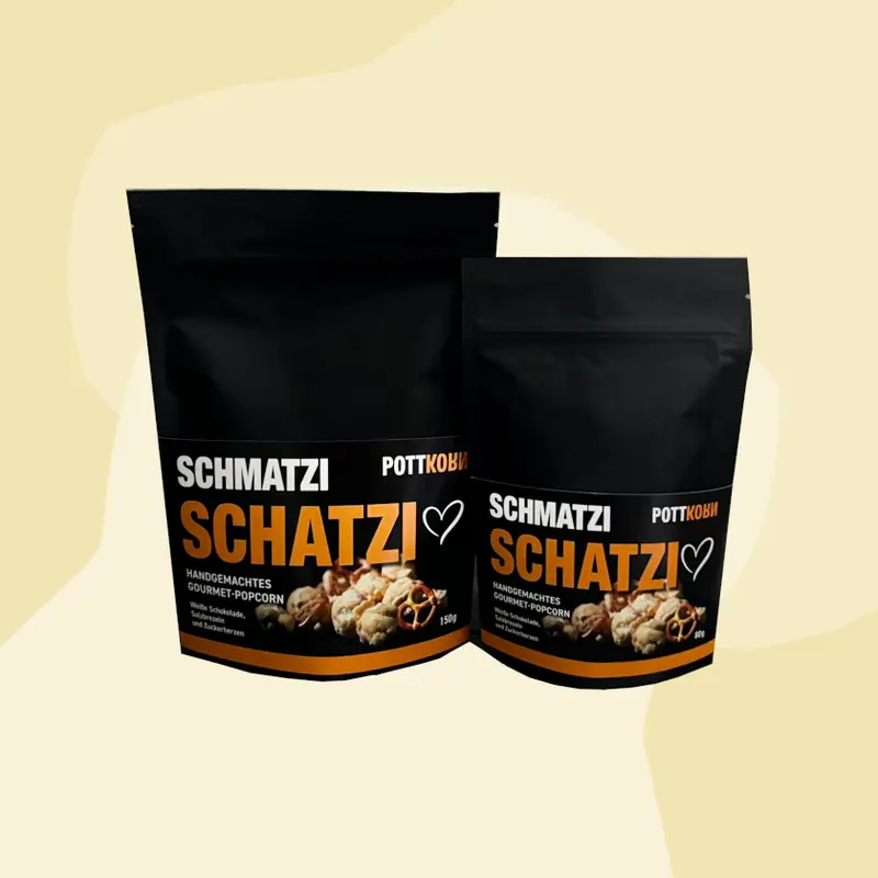 Popcorn Schmatzi Schatzi mit weißer Schokolade, Zuckerherzen und Salzbrezeln