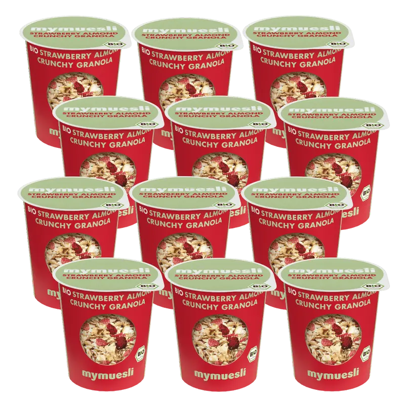 Portionsbecher Strawberry Almond Crunchy Granola 12er Pack