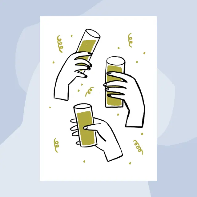 Postkarte Alle Gläser hoch