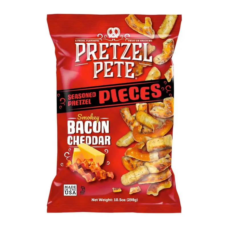 Pretzel Pete Smokey Bacon & Cheddar Pieces, Brezel mit Cheddar- und Bacon-Geschmack, 160g