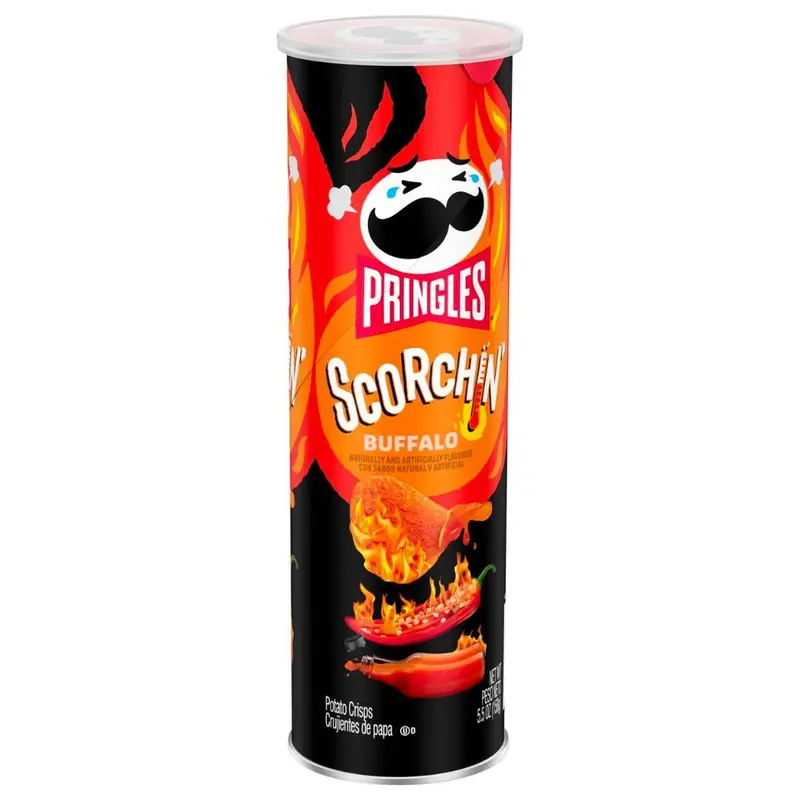 Pringles Scorchin Buffalo, scharfe Chips mit Büffelsaucengeschmack, 158g