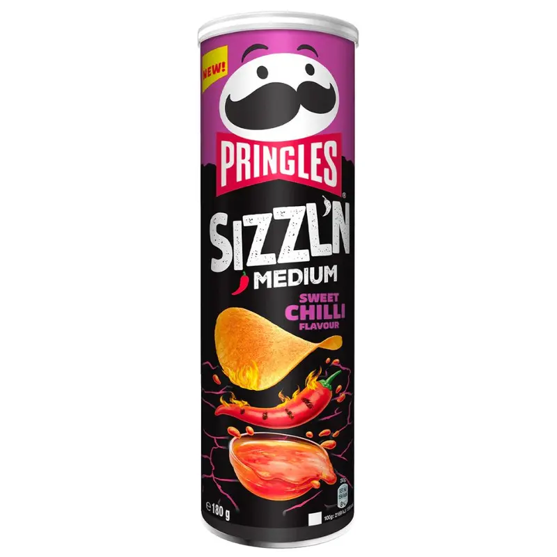 Pringles Sizzl'n Medium Sweet Chilli Flavour, würzige Chips mit süßem Paprika-Geschmack aus 180g