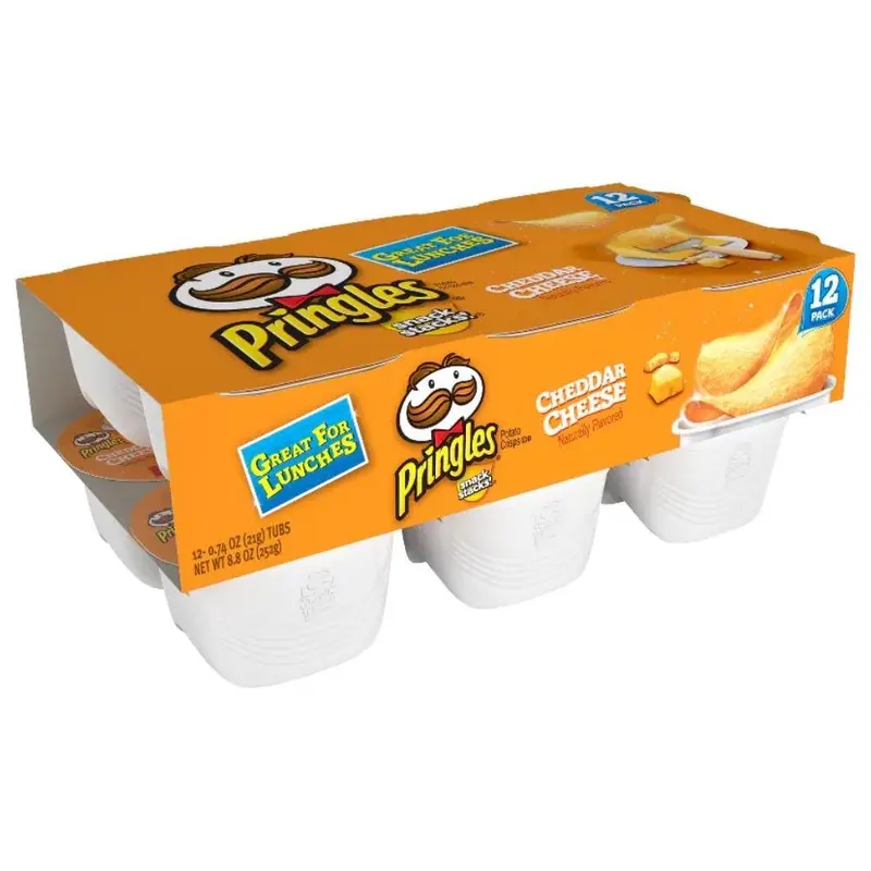 Pringles Snack Stack Cheddar Cheese, Packung mit 12 Einzelportionen Cheddar-Käse-Chips à 252g