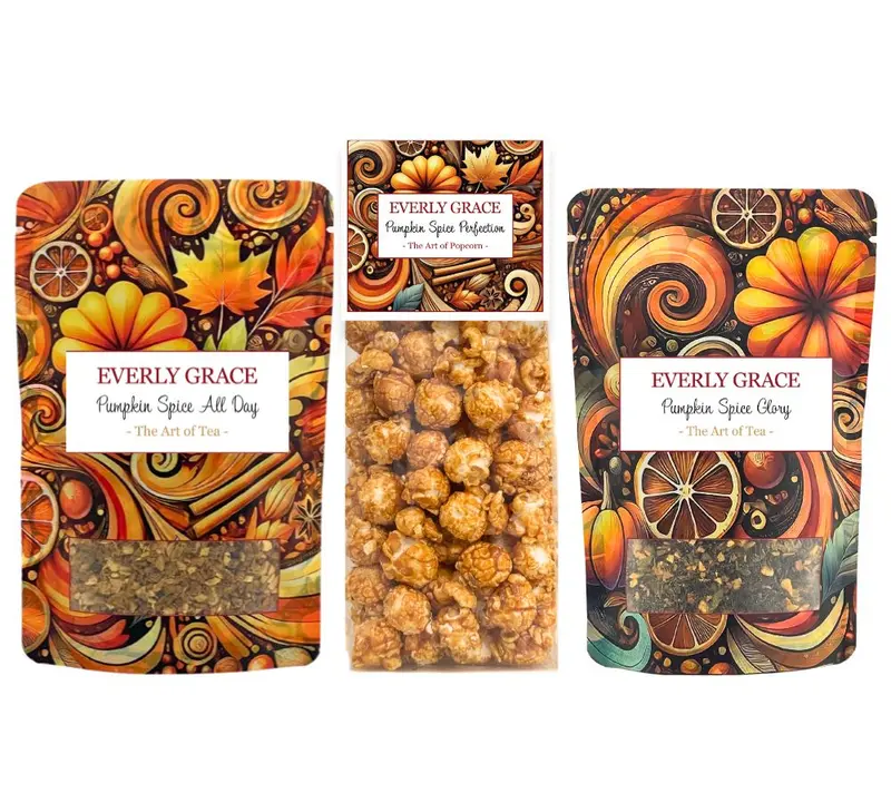 Pumpkin Spice Tea and Popcorn Set von Everly Grace (3 x 100 g)