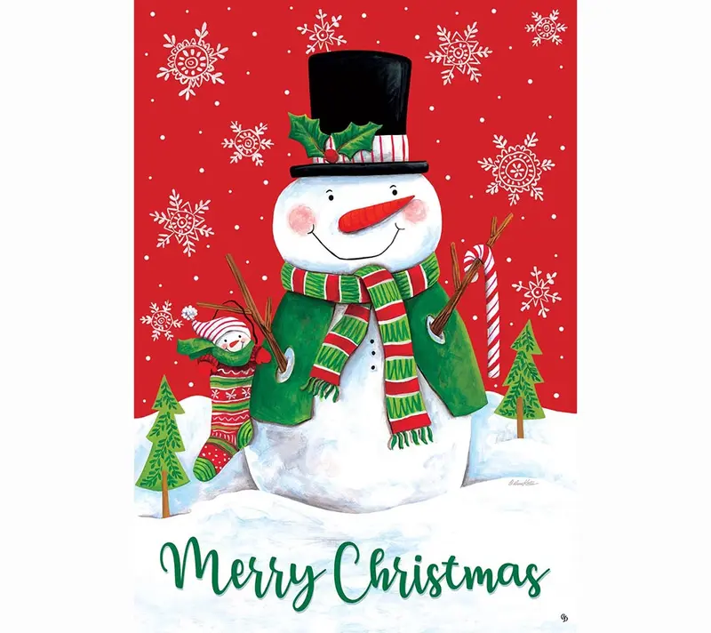 Red & Green Snowman Gartenfahne