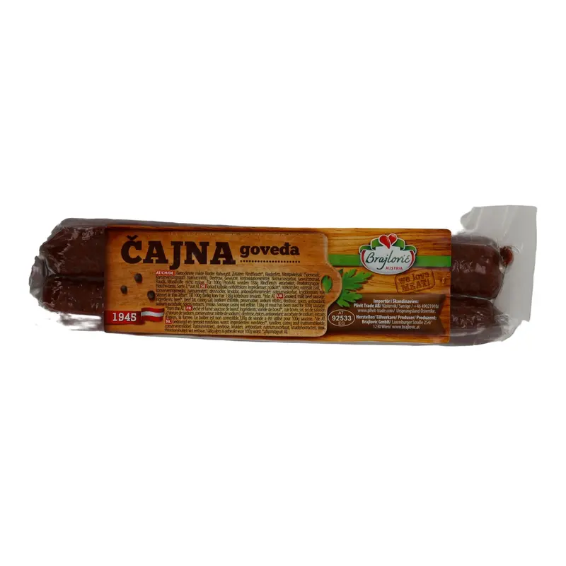 Rinderwurst Brajlović Čajna Halal | Milder geräuchert | Rinderwurst-Spezialität | 300 g