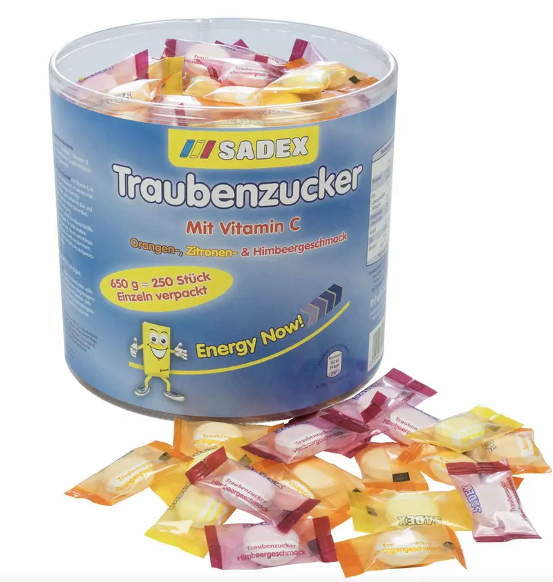 Sadex Traubenzucker Dose einzelverpackte Bonbons mit Vitamin C 650g