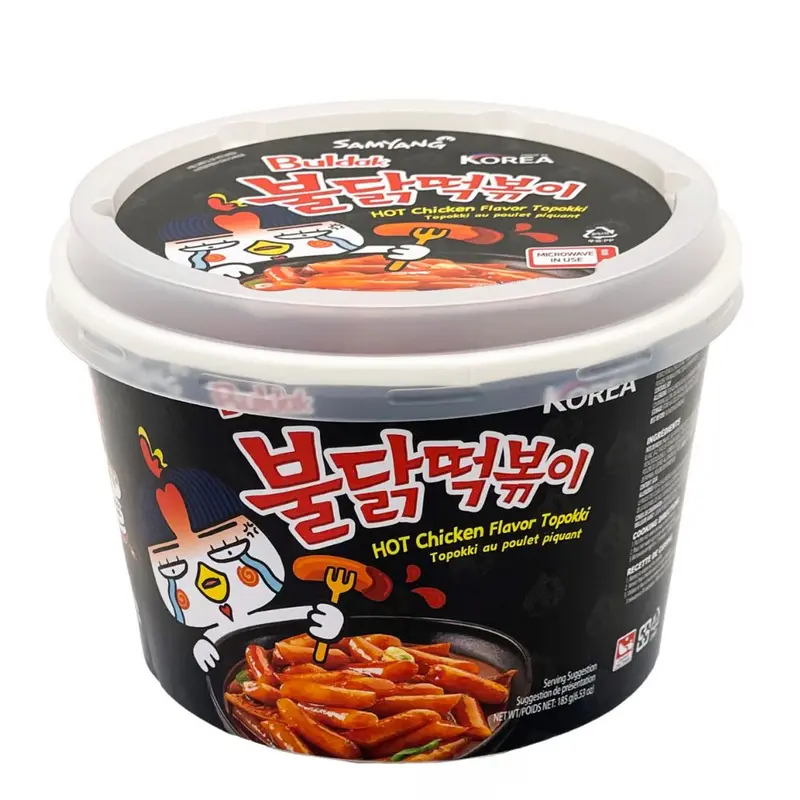 Samyang Buldak Hot Chicken Flavour Topokki, Reiskuchen mit scharfer Hühnersoße 185g