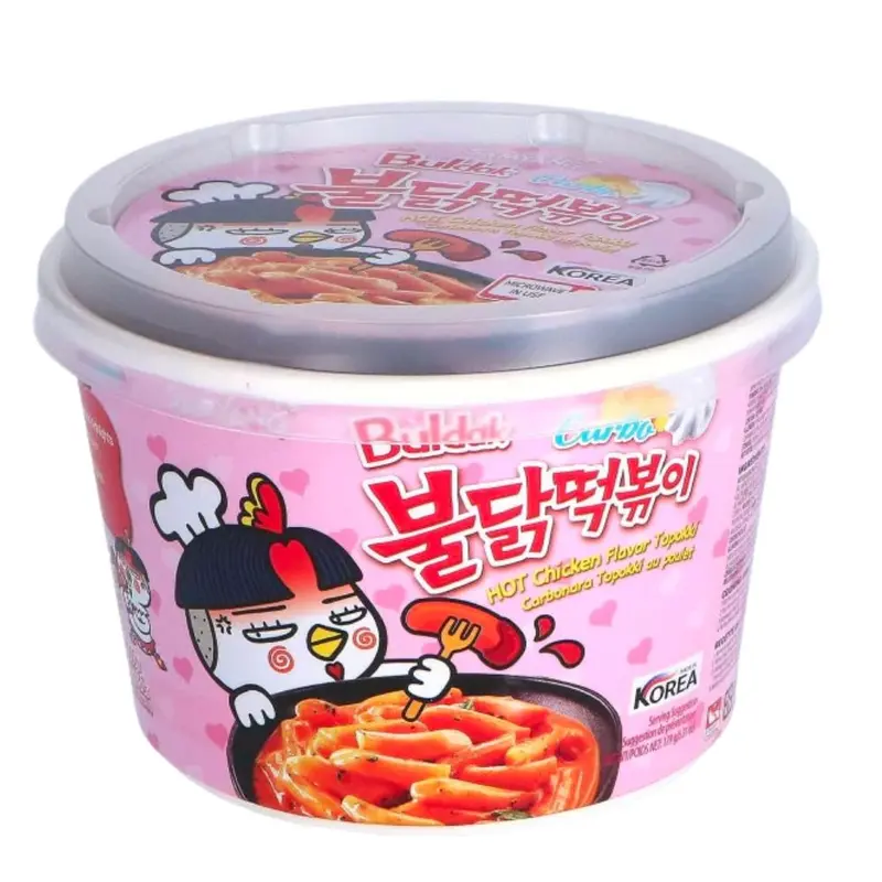 Samyang Buldak Hot Chicken Geschmack Topokki, Reiskuchen mit scharfem Huhn Geschmack von 179g