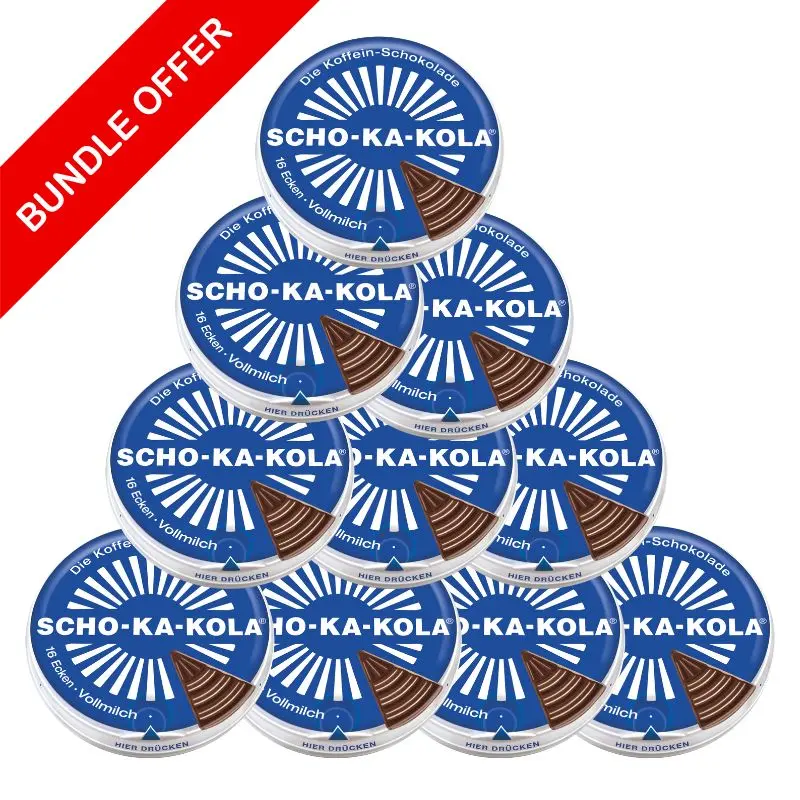 SCHO-KA-KOLA Vollmilch Koffein Schokolade 10er Pack - 10 x 100g