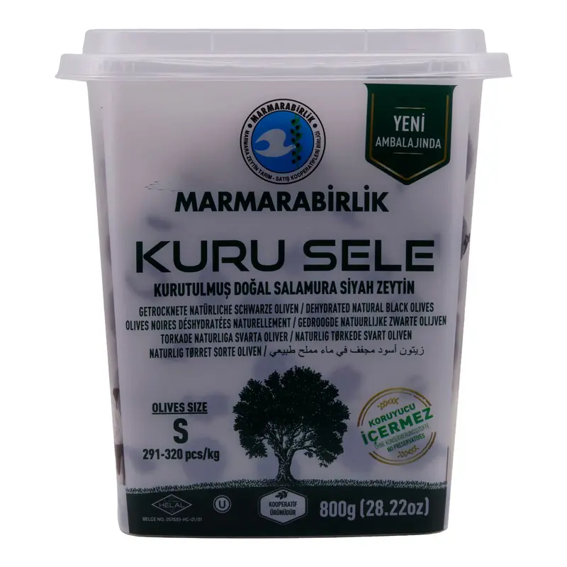 Schwarze Oliven Marmarabirlik | Kuru Sele S | Traditionell getrocknet | 800 g