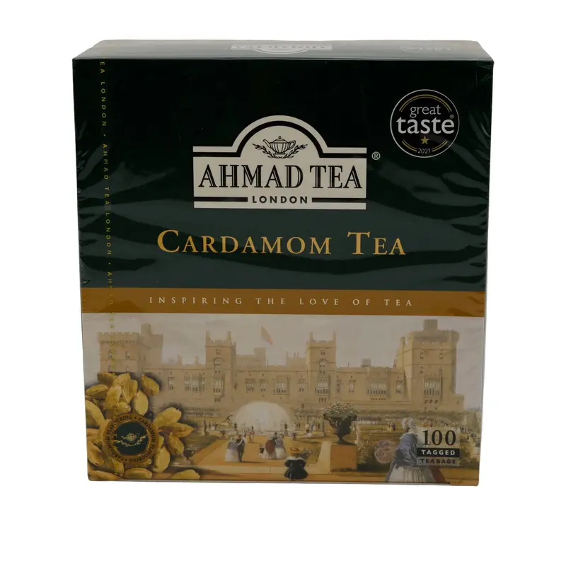 Schwarztee Ahmad Tea | Cardamom Tea | Würzige Schwarztee-Mischung mit Kardamom | 100 Teebeutel | 200g
