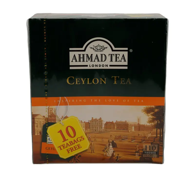 Schwarztee Ahmad Tea | Ceylon Tea | 110 Teebeutel inkl. 10 gratis | Kräftiger Tee aus Sri Lanka | 220g