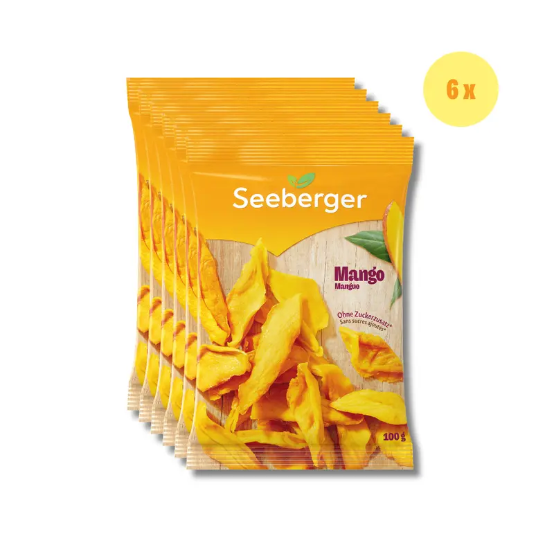 Seeberger getrocknete Mango Multipack – 6 × 100 g natürlich süßer Fruchtgenuss