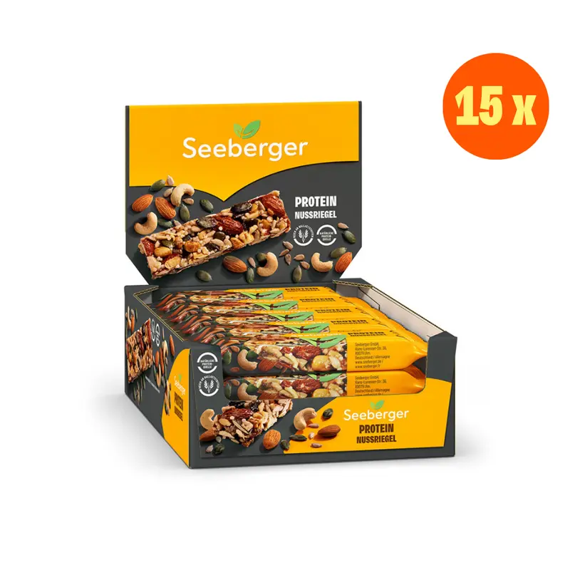 Seeberger Protein-Nussriegel Multipack – 15 × 35 g, Proteinquelle