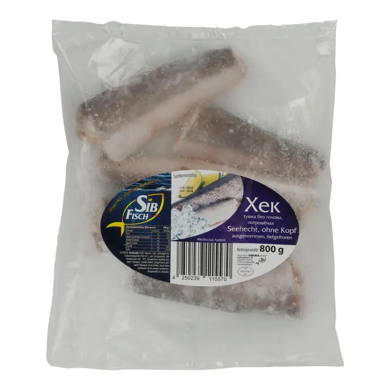Seehecht Sib | Ohne Kopf | Ausgenommen, tiefgefroren | 800 g