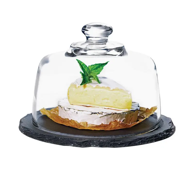 Servierset aus Schiefer mit Glaskuppel, B-Ware