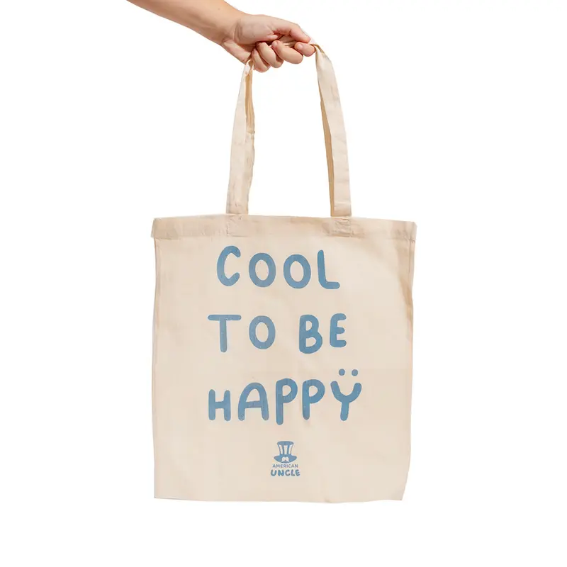 Shopper Cool to be Happy, Tasche in robustem Baumwollstoff in Naturfarbe, 35x40cm