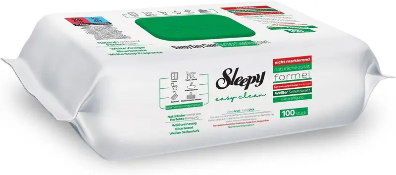 Sleepy Easy Clean Oberflächenreinigungstuch, weißer Essig, Backpulver und weißer Seifenduft hinzugefügt, 600 Stück (6 Packungen mit 100)