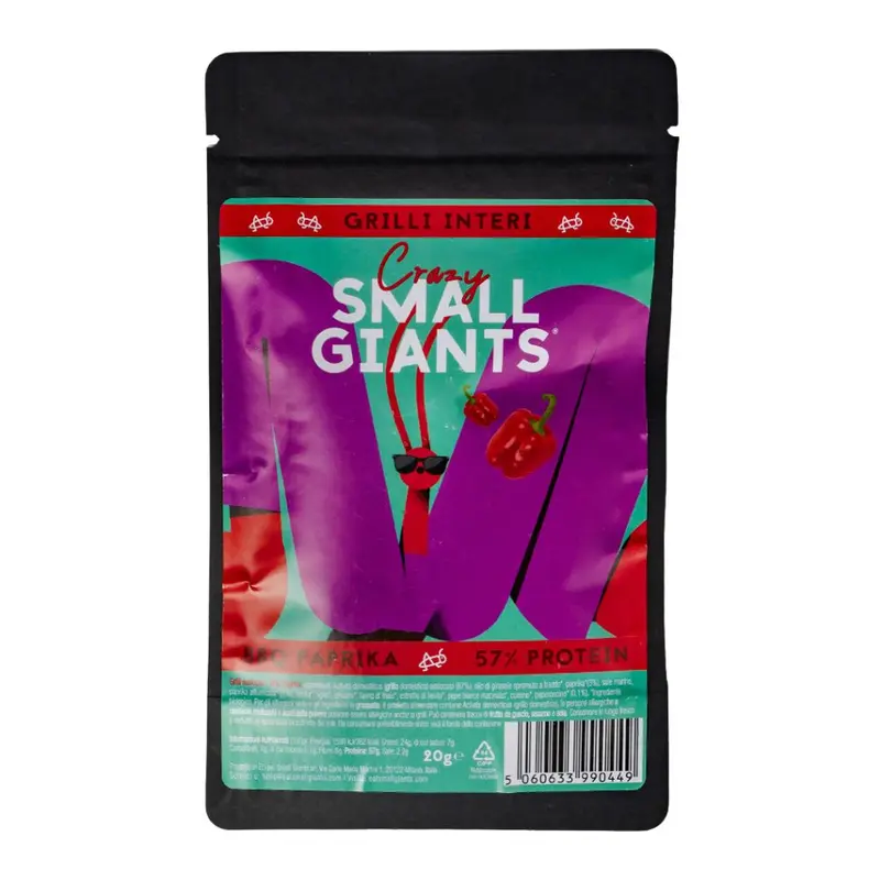Small Giants Ganze Grillen BBQ Paprika, getrocknete Grillen mit Paprika-Geschmack 20g