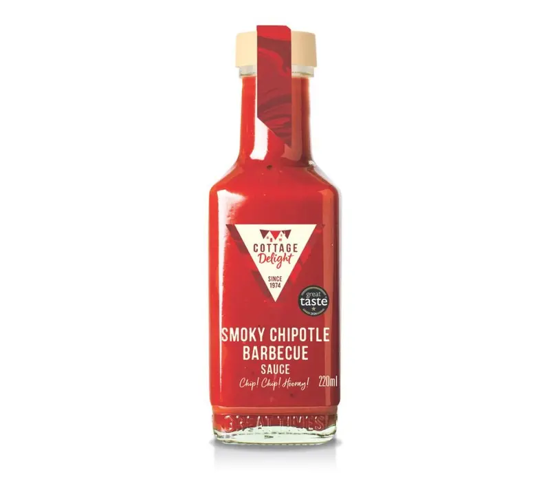 Smoky Chipotle Barbecue Sauce von Cottage Delight (220 ml Glasflasche)