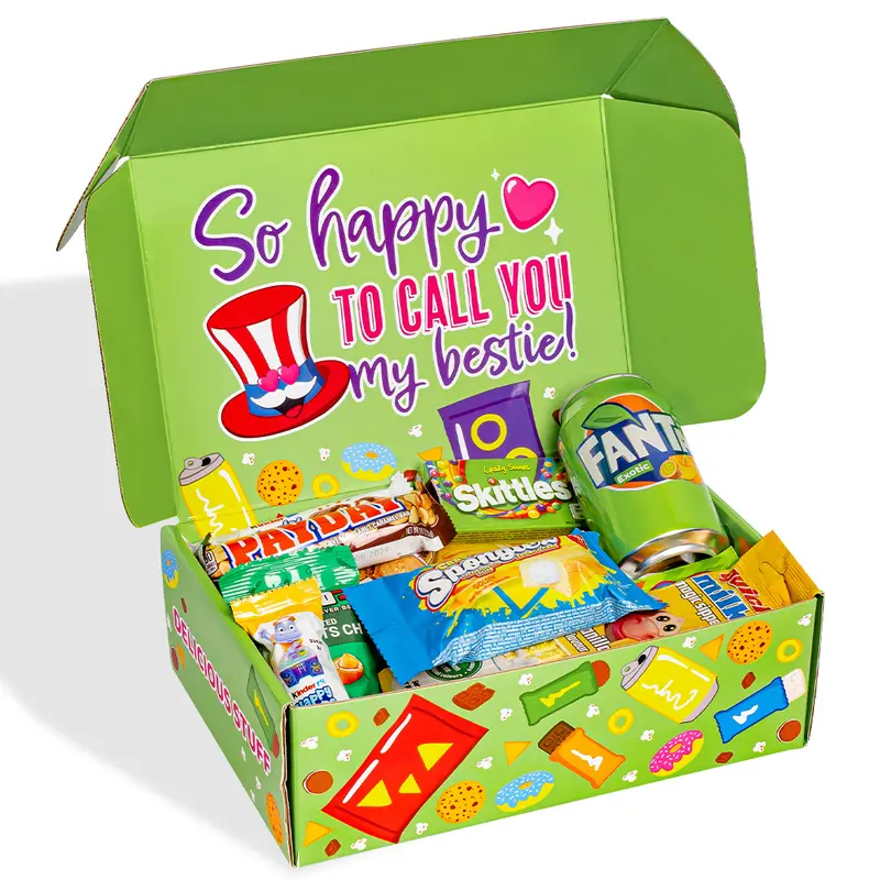 Snack Box „Best Friends Forever“, Überraschungsbox mit 20 snack süßen, salzigen Snacks und Getränken für die beste Freundin