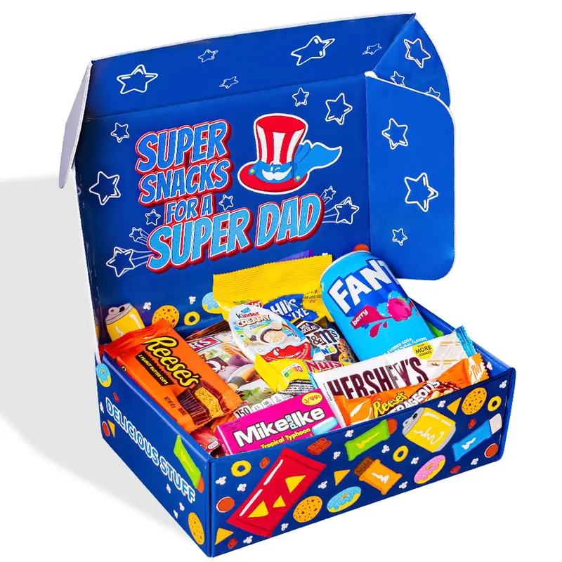 Snack Box "Bester Papa", Überraschungsbox mit 20 snack süßen, salzigen Snacks und Getränken für den Vater