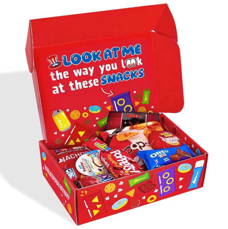 Snack Box "Ich liebe dich", Überraschungsbox mit 20 snack süßen, salzigen Snacks und Getränken