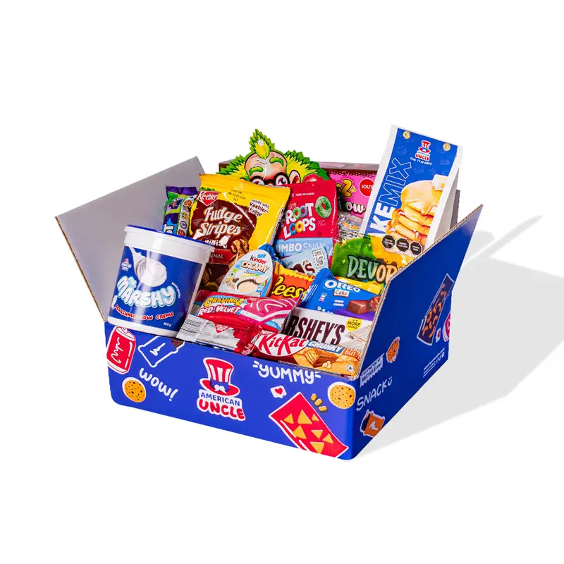 Snack box süß aus mindestens 20 internationalen Produkten