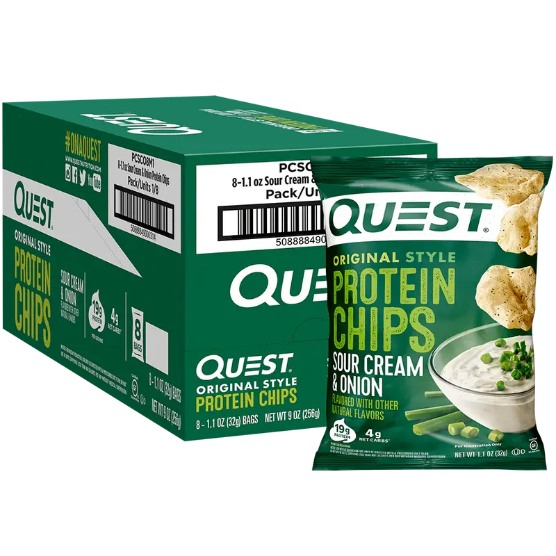 Sour Cream & Onion Protein Chips Original Style | 8er Maxipack