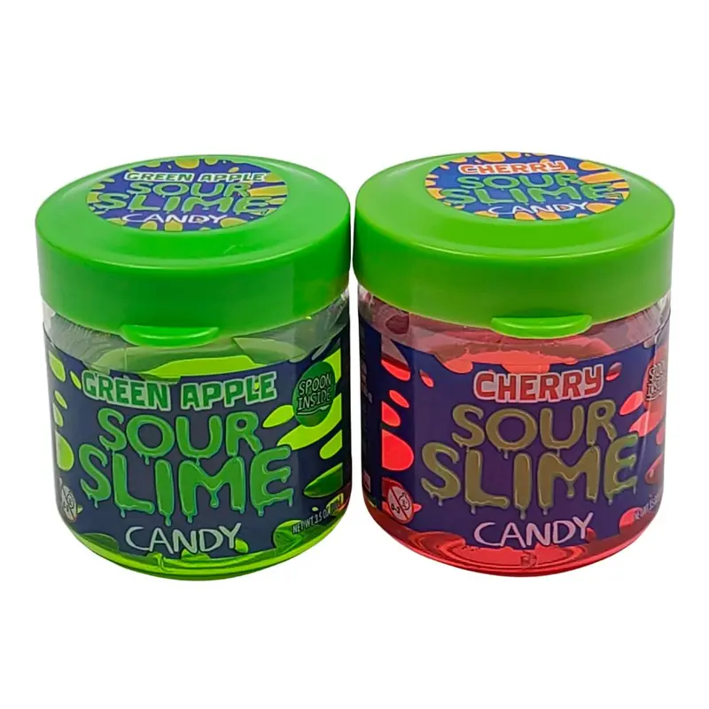 Sour Slime Green Apple Cherry, Überraschungs-Slime-Bonbon mit dem Geschmack von grüner Apfel und Kirsche, 100g
