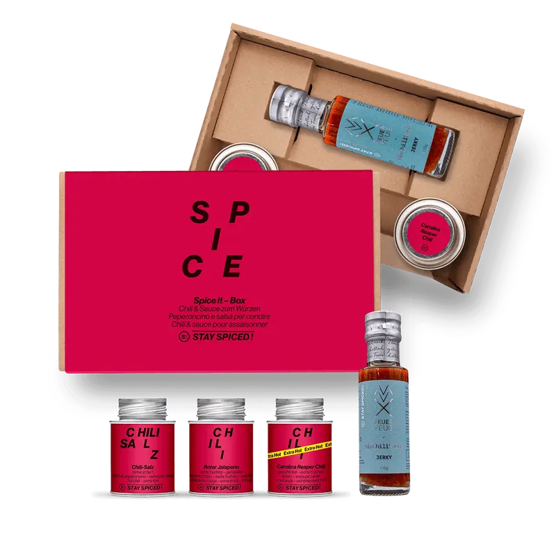 SPICE IT | Gewürze Set & Chili Sauce | 3 Gewürze und 1 Sauce in der Box