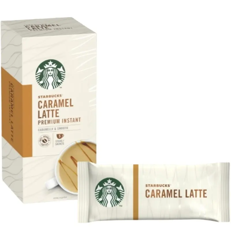 Starbucks Caramel Latte Premium Instant, 5 Beutel Karamell-Latte zu 107,5g