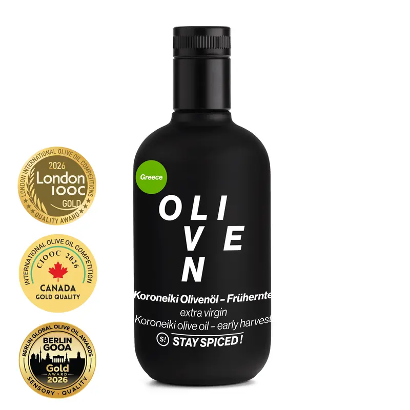 STAY SPICED! Olivenöl "Koroneiki Olives" - FRÜHERNTE, 0,5 Liter