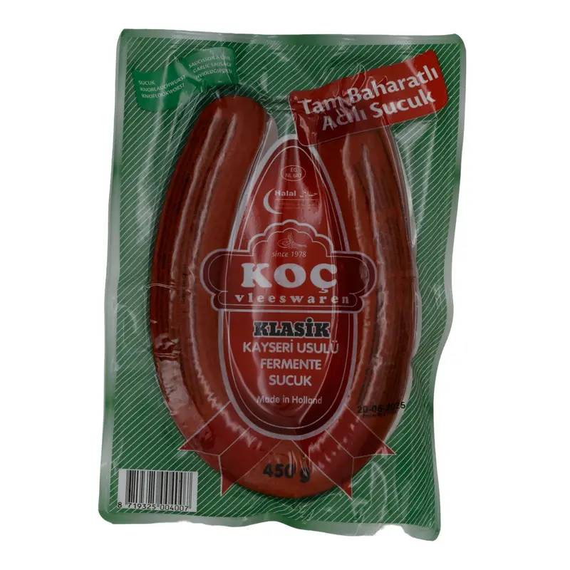 Sucuk Koç Vleeswaren | Klasik Kayseri Usulü | Fermentierte Knoblauchwurst | 450 g