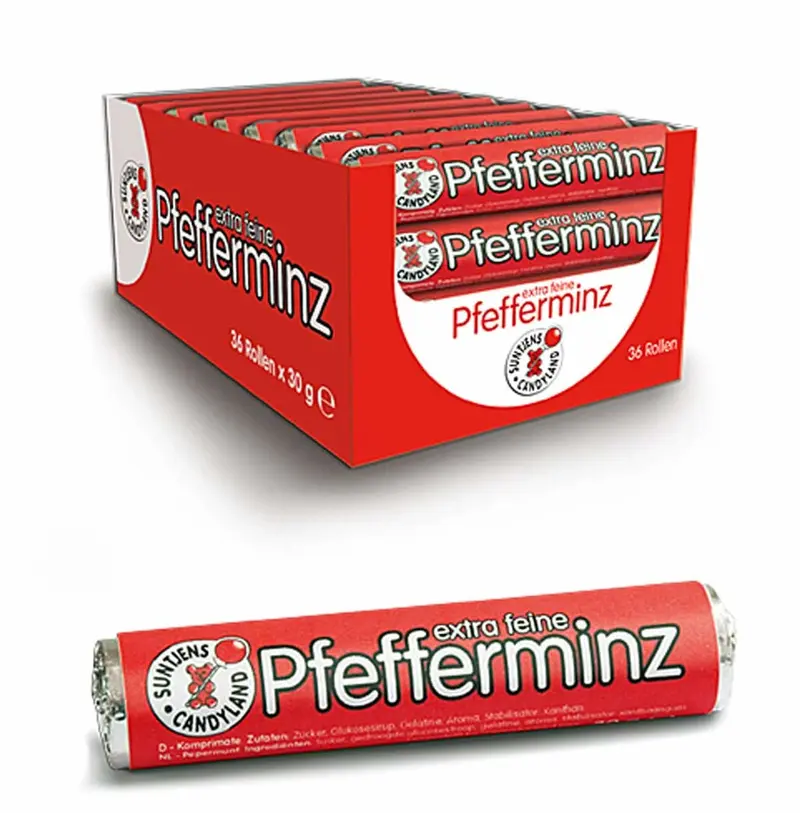 Suntjens Pfefferminzbonbons 36 Rollen á 30g (18 Bonbons pro Rolle)