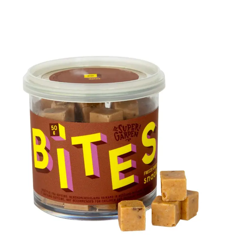 Super Garden Bites Gefriergetrocknete Snack Kaffee- und Dattelmischung, snack süß im Geschmack von gefriergetrocknetem Kaffee und Datteln 50g