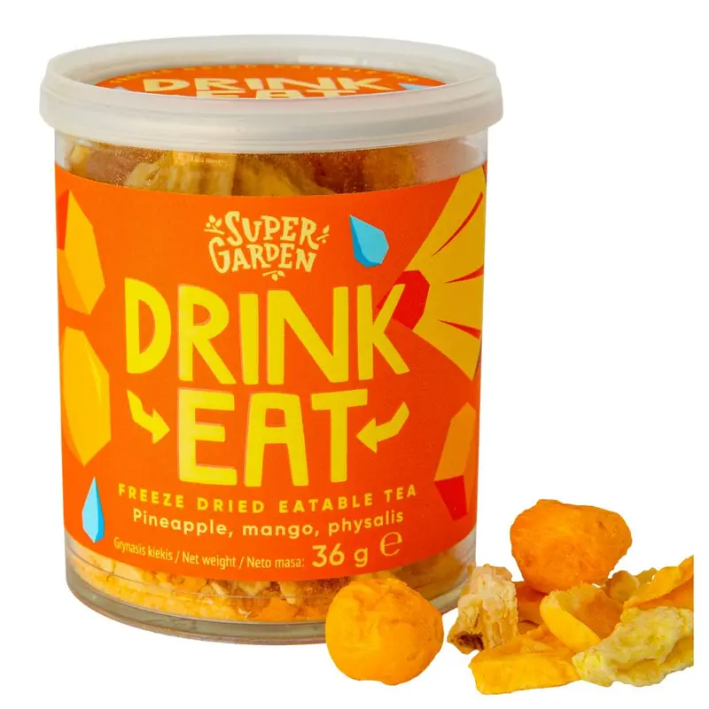 Super Garden Drink Eat Freeze Dried Eatable Tea Pineapple, Mango, Physalis, Aromen von gefriergetrocknetem Ananas-, Mango- und Physalis-Tee aus 36g