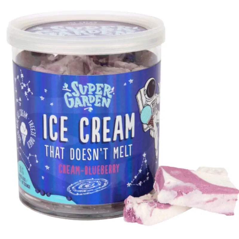 Super Garden Ice Cream Cream Blueberry, gefriergetrocknetes Eis mit Heidelbeer-Geschmack, 30g