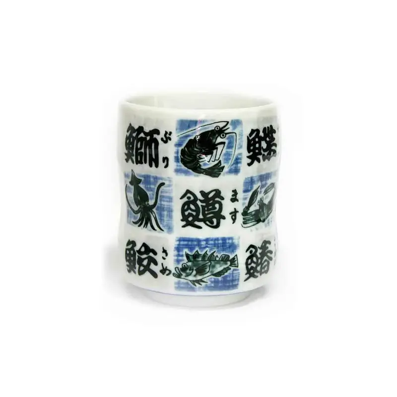 Taisan Teebecher mit Schrift und Fisch Dia
