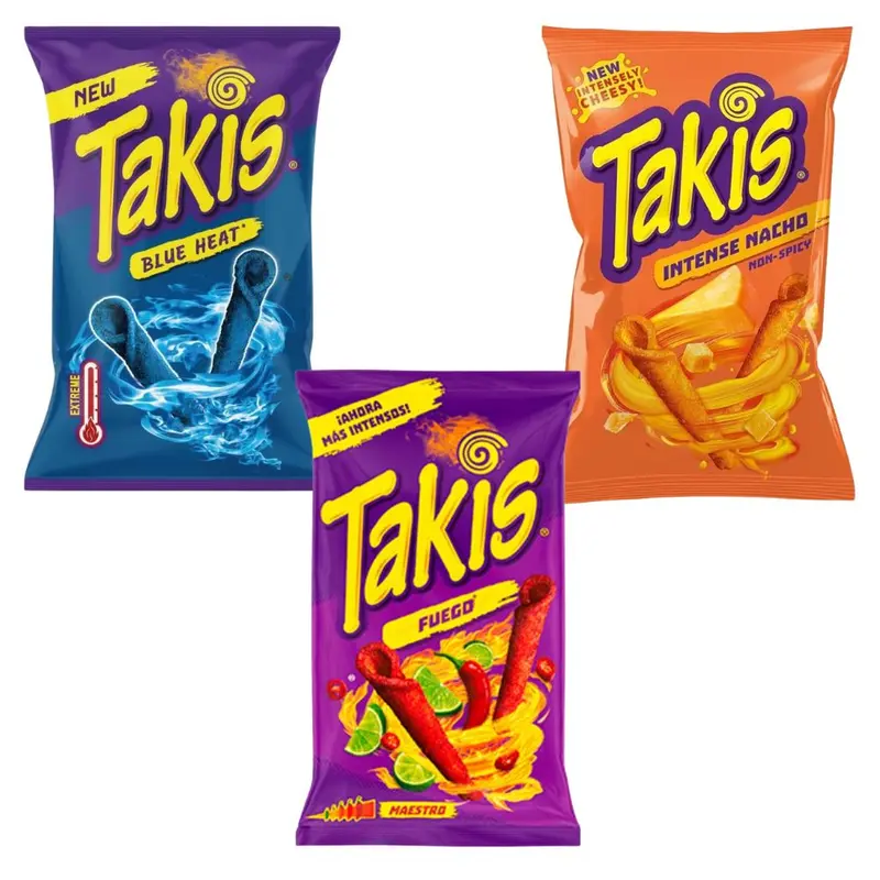 Takis Fuego 100g + Takis Blue Heat 100g + Takis Intense Nacho 100g