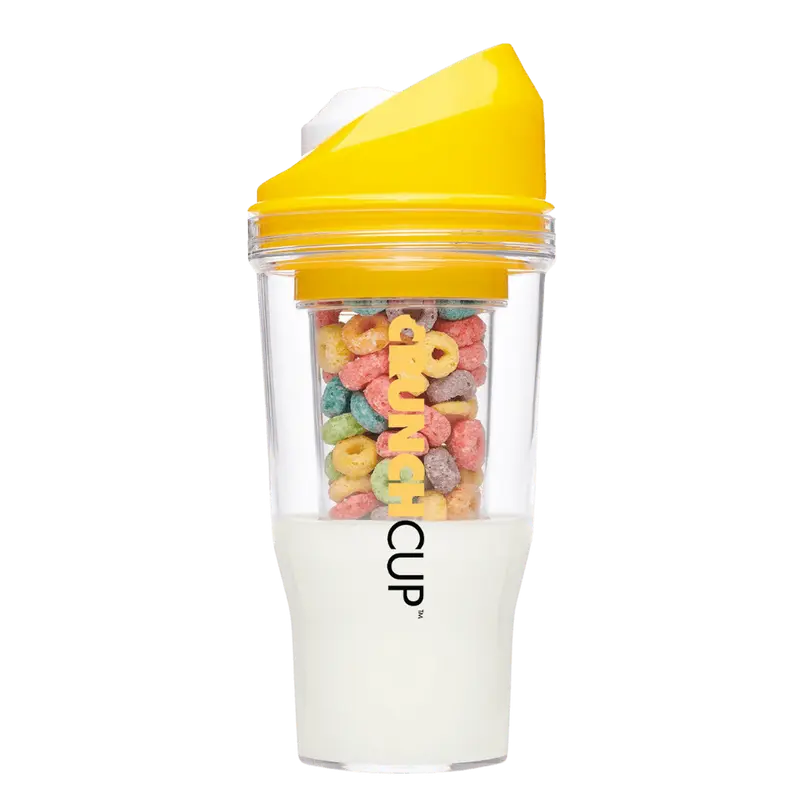 The Crunch Cup, tragbarer Becher für Milch und Müsli
