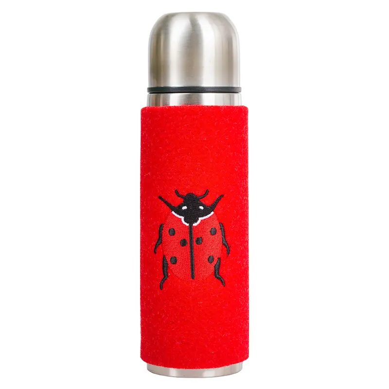 Thermosflasche in Filz, rot