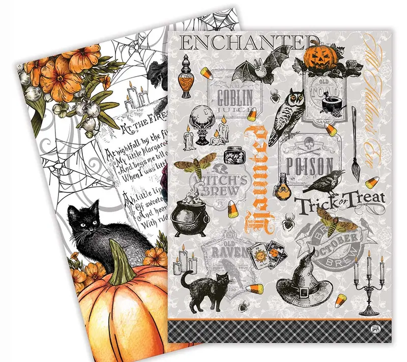 Trick or Treat Geschirrtücher-Set von Stonewall Kitchen (100 % Baumwolle)